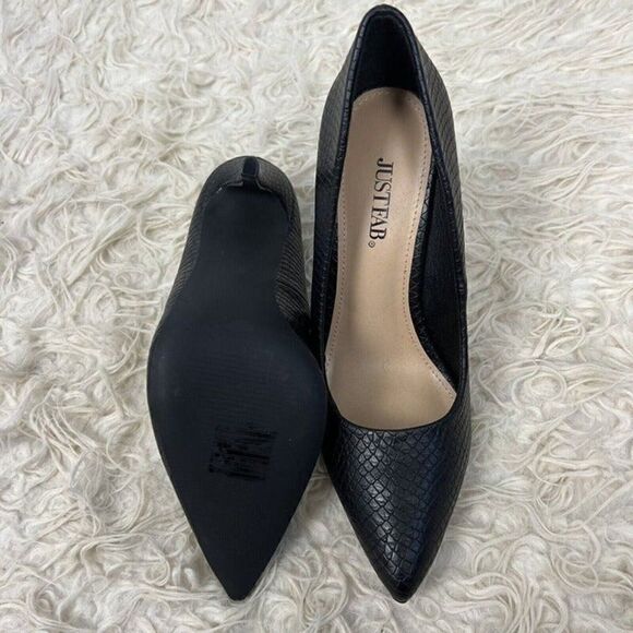 Just Fab Fallon 4.5" Black Textured Heel Women's 7.5 Pump Faux Snakeskin NWOT - Picture 3 of 10